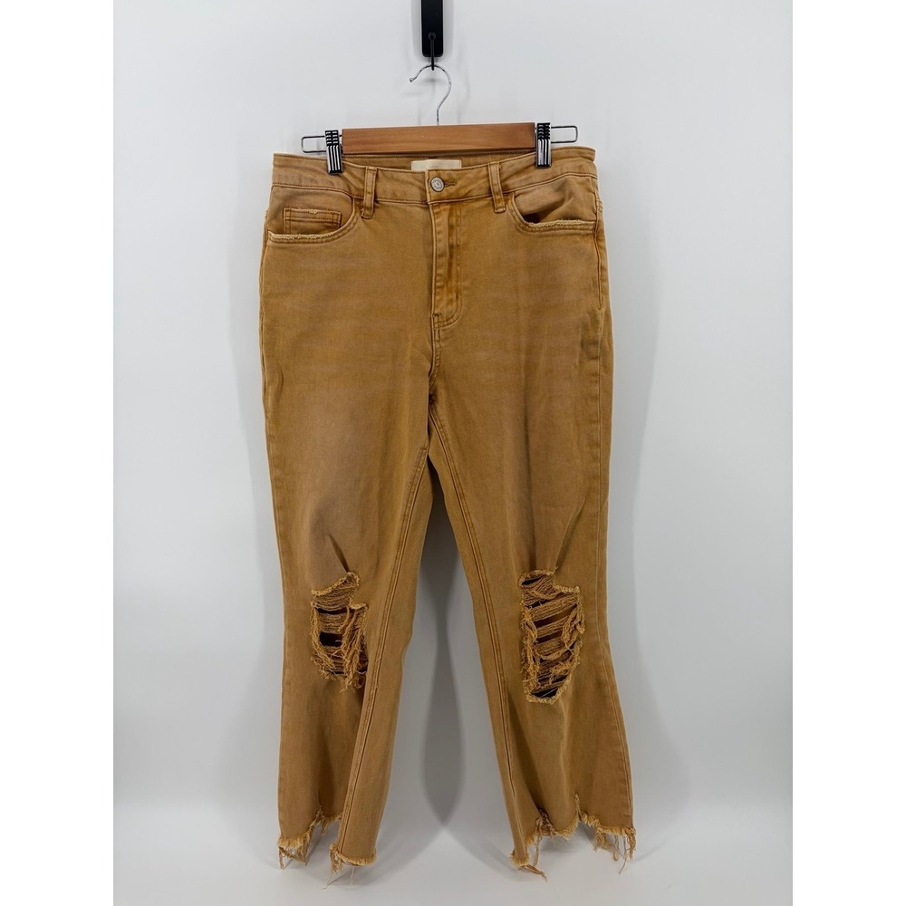 Vervet Blue Jeans Sun Beige Factory Distressed Raw Hem Preppy, Women's Size 30